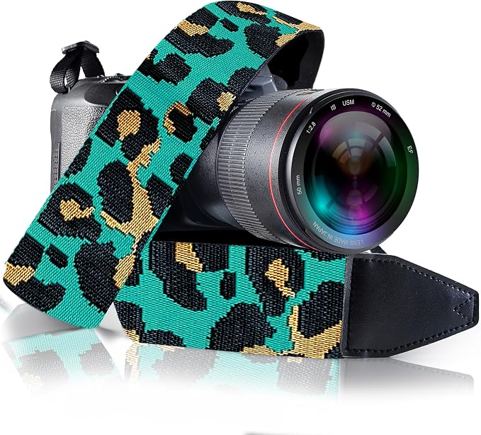 Art Tribute Camera Strap - Shoulder, Crossbody & Neck Camera Strap for Photographers, Fits All Cameras, Canon Nikon Sony Fujifilm, Padded Strap W/Quick Release, Embroidered Cotton & Leather Ends by ArtTribute