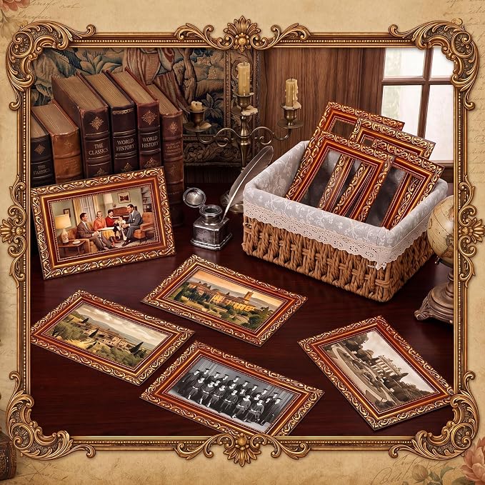 Capoda 12 Pcs 4x6 Magnetic Picture Frames Gold Vintage Picture Frames for Refrigerator Vintage Gallery Tabletop Display Gold Photo Decor for Home Wedding Living Room Decor Supplies - Image 4