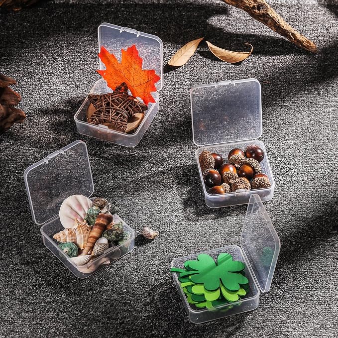 SATINIOR 12 Pack Clear Plastic Beads Storage Containers Box with Hinged Lid for Beads and More (2.12 x 2.12 x 0.79 Inch) - Image 8