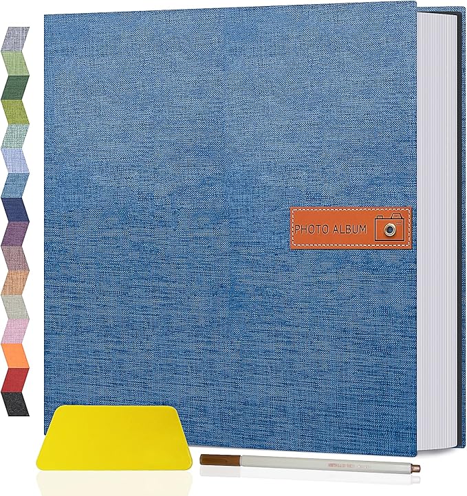Popotop Large Photo Album Self Adhesive 4x6 5x7 8x10 Scrapbook Album DIY Picture Book,Gifts for Mom,Family Baby and Wedding,with Metal Pen and Plastic Board by Popotop
