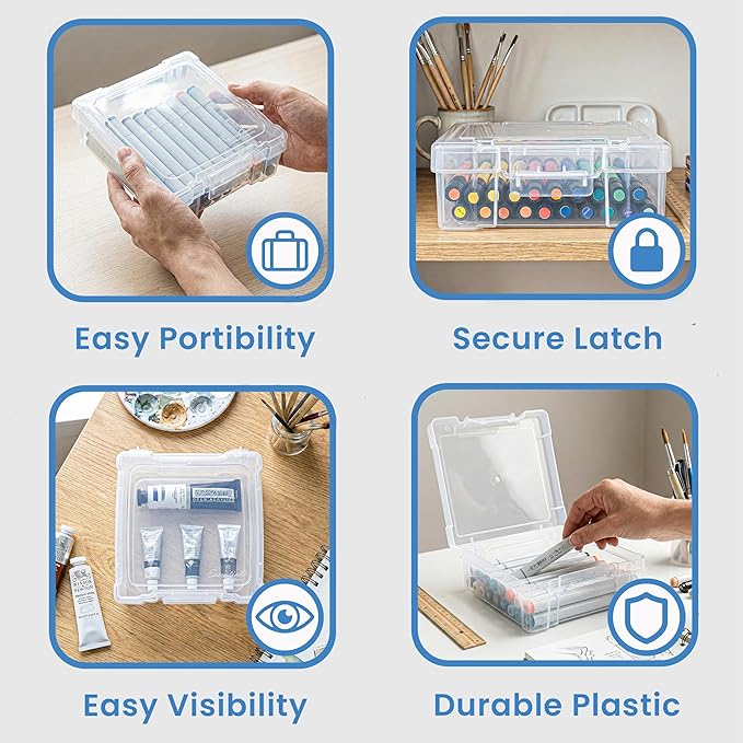 ArtBin 6953AB ClearView 6" x 6" Box Art & Craft Organizer, [1] Plastic Storage Case, Clear | 6.25 x 6.625 x 2.125 Inches, Clear View Lid, Compact Craft Organizer, Stackable, Durable Plastic - Image 4