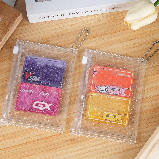H&W 2PCS Shiny Sweet Candy Photocard Holder for 3 inch Postcard Lomo Cards | PVC Cardholder Plastic Cover Keychain Holder, With Gift 2 Bead Chains (2) - Image 8
