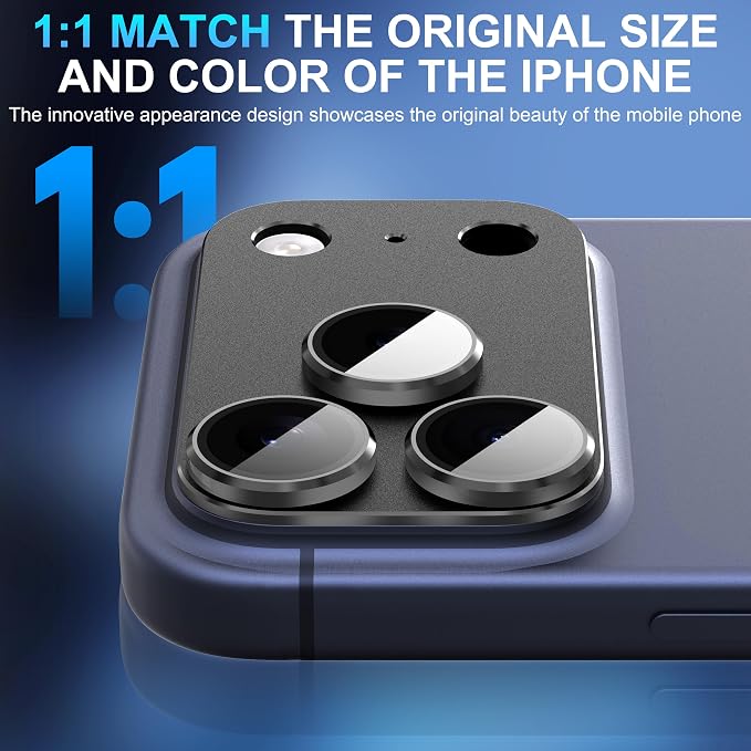 Suoman for iPhone 17 Pro Camera Lens Protector-Black | [All-in-one Frosted] [Strong-Adhesion] Metal Frame Tempered Glass Camera Lens Cover - Image 5