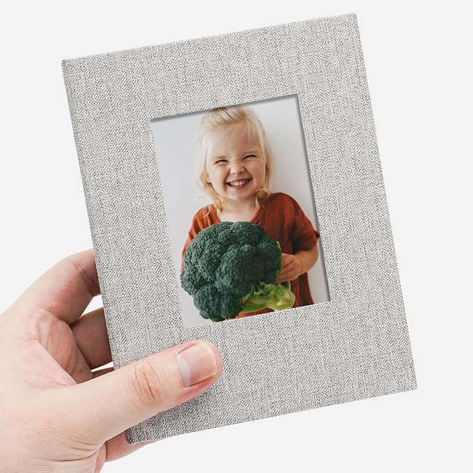 Vienrose 4x6 Photo Album,100 Pockets,Linen Cover with Window,Grey | Cover Window, Acid Free Pages, Linen Hardcover, Baby Wedding Family Photos - Image 3