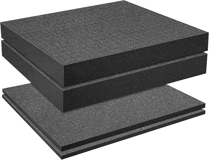 4 Pcs Pick Apart Foam Insert, 2 Size Pre Cube Sheet Foams with Bottom Use | 12 Inch Length Tool Box Foam, Elastic Packing Foams for Board Game Box Cases Storage Drawer by DECOHS