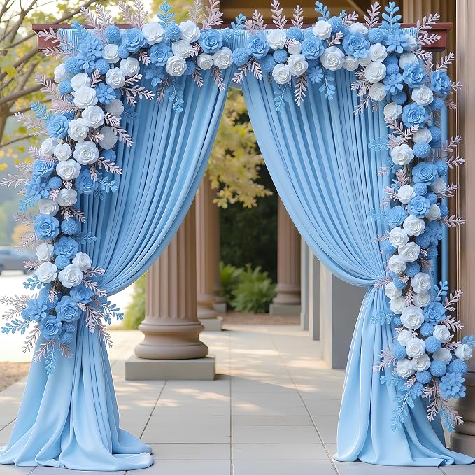 Blue Backdrop Curtain for Wedding Parties Backdrop Drapes 10x8FT | Wrinkle Free Polyester Curtain Backdrop Draping Fabric for Backdrop Photoshoot Birthday Party Background,2 Panel 5x8FT - Image 5
