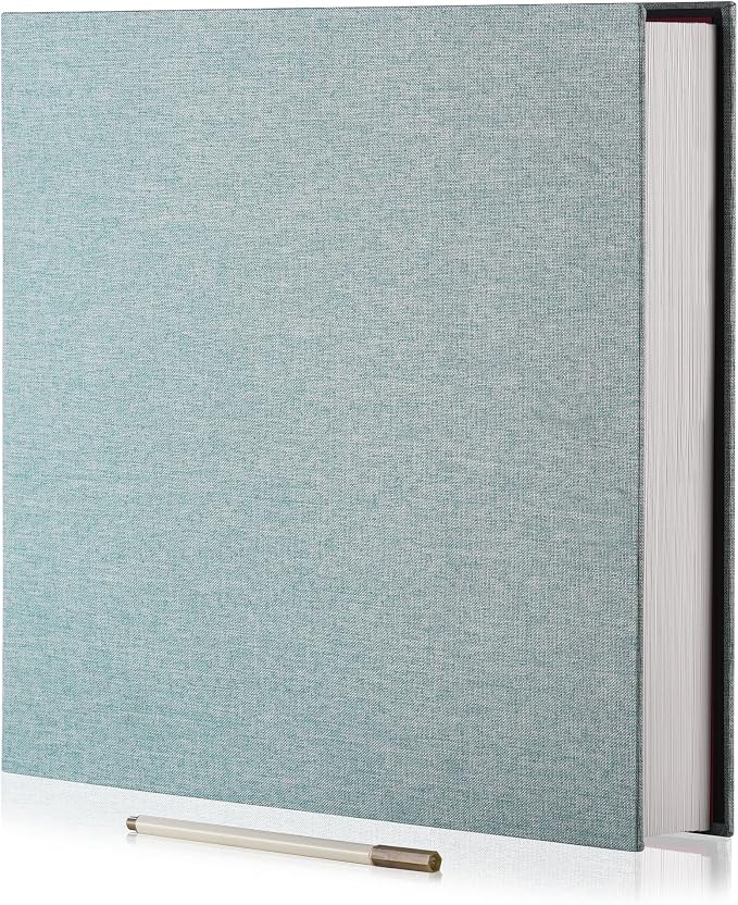Large Photo Album Self Adhesive 4x6 8x10 10x12 13"x12.8" Magnetic Scrapbook Album 12.6"x11" Inch 60 Sticky Pages Linen Cover DIY Photo Album with A Metallic Pen and DIY Stickers(Green) by HoneyTolly