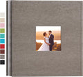potricher Small Photo Album 4x6 200 Photos, Leather Cover, Gray | Leather 4x6 Picture Album with 200 Horizontal Pockets, Photo Book for Family, Wedding, Anniversary, and Baby by potricher
