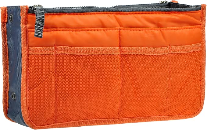 Vercord Purse Organizer Insert for Handbags Bag Organizers Inside Tote Pocketbook Women Nurse Nylon 13 Pockets Orange Small by Vercord