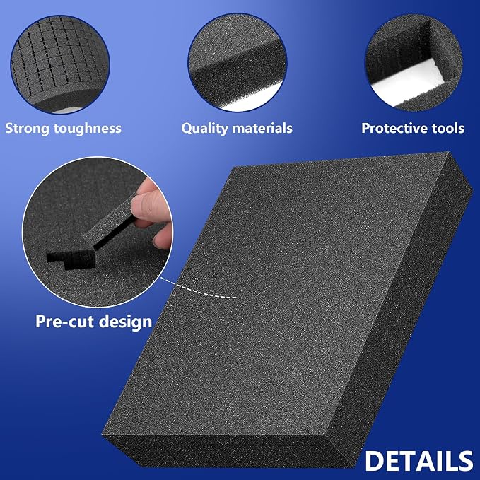 6 Pcs Pick Apart Foam Insert, 2 Size Pre Cube Sheet Foams with Bottom Use | 16 Inch Length Tool Box Foam, Elastic Packing Foams for Board Game Box Cases Storage Drawer - Image 3