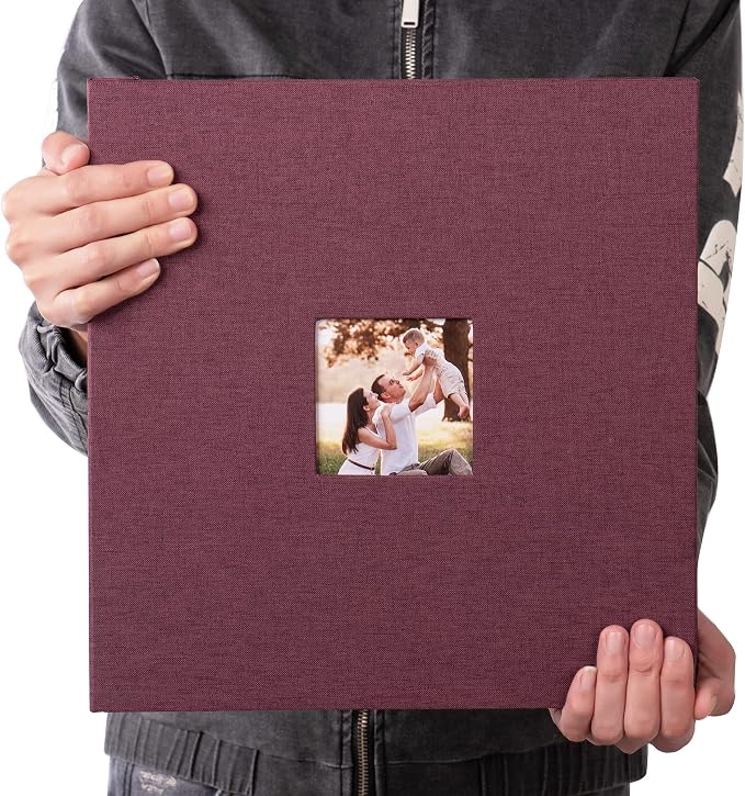 HoneyTolly Large Photo Album Self Adhesive, DIY Scrapbook Album for 600 Photos, 13"x12.6" 120 Pages Linen Cover Memory Book(Purple) - Image 6