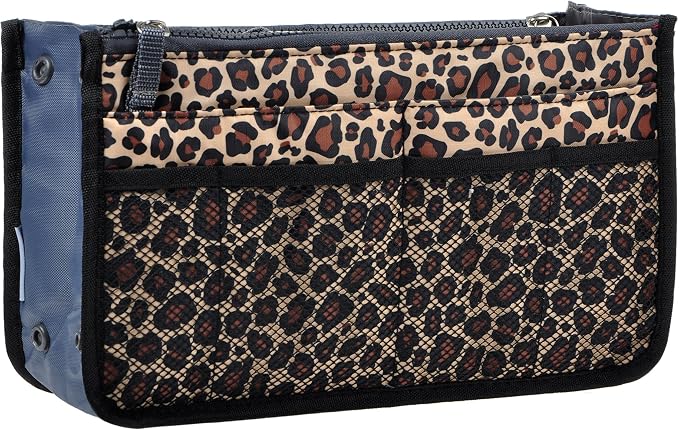 Vercord Purse Organizer Insert for Handbags Bag Organizers Inside Tote Pocketbook Women Nurse Nylon 13 Pockets Leopard Large by Vercord
