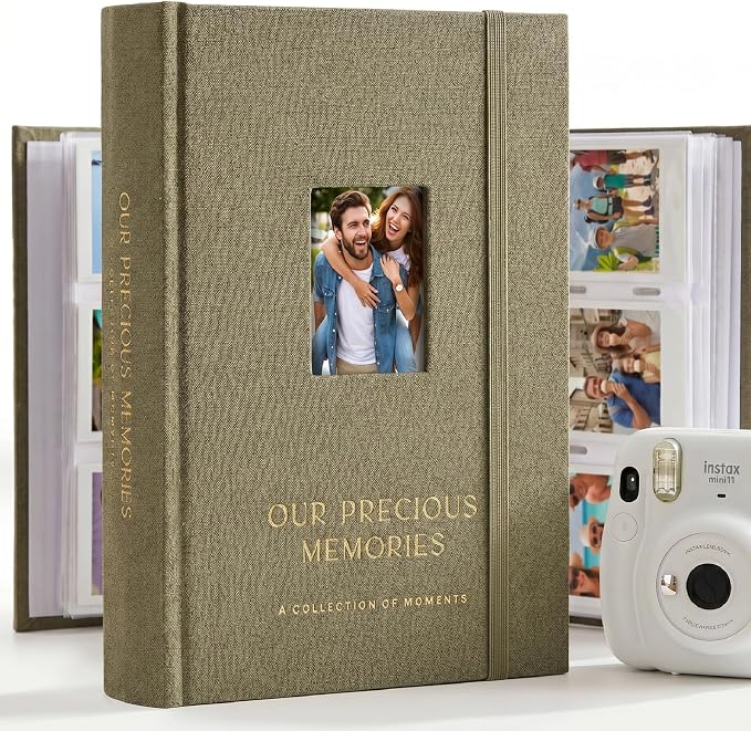 Beautiful Polaroid Photo Album for Instax Mini - Velvet Cover, 60 Pages | Holds Your Polaroid Pictures - Ideal Wedding Guest Book and Keepsake with Secure Elastic Band to Preserve Precious Memories by ZICOTO