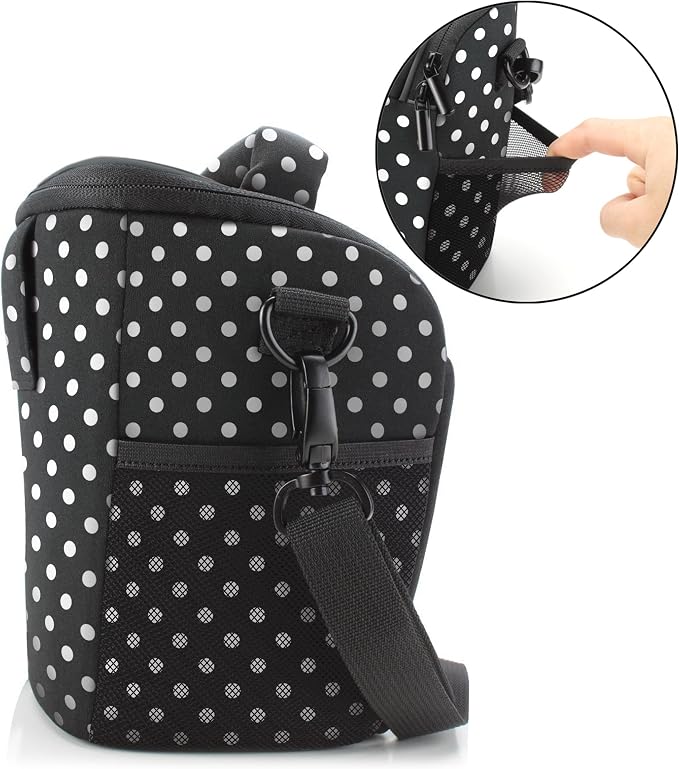 USA Gear DSLR Camera Case for Men and Women with Top Loading Accessibility, Adjustable Shoulder, Small Camera Sling Bag, Padded Handle - Camera Holster Bag for Nikon, Canon, Panasonic (Polka Dot) - Image 3
