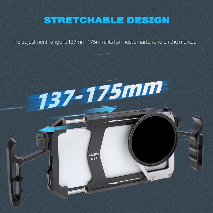 Universal Smartphone Cage Photo Video Stabilizer with Handles + Variable ND Filter for iPhone 17 16 15 14 for Samsung for Pixel Android Phones for Phone Vlog Live Stream Video Recording - Image 5