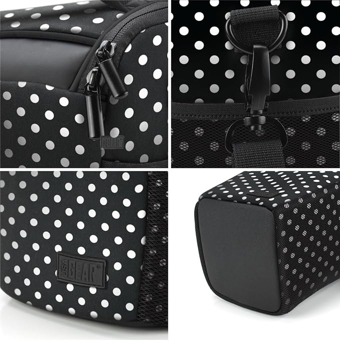 USA Gear DSLR Camera Case for Men and Women with Top Loading Accessibility, Adjustable Shoulder, Small Camera Sling Bag, Padded Handle - Camera Holster Bag for Nikon, Canon, Panasonic (Polka Dot) - Image 6