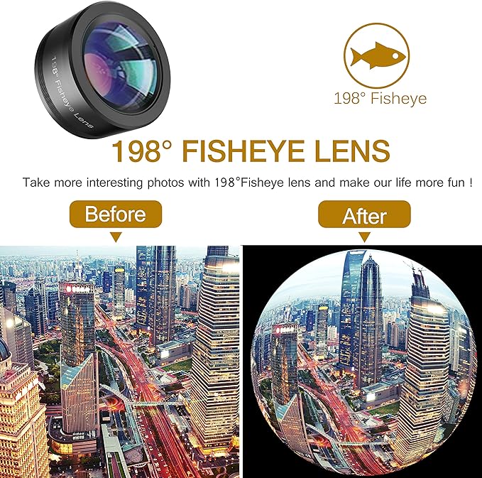 Phone Camera Lens,Upgraded 3 in 1 Phone Lens kit-198° Fisheye Lens + Macro Lens + 120° Wide Angle Lens,Clip on Cell Phone Lens Kit Compatible with Samsung Android Smartphones - Image 5