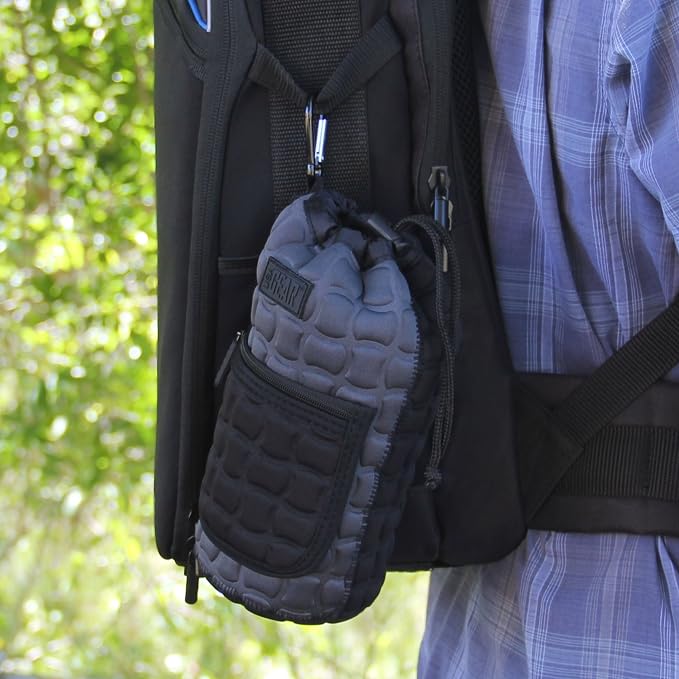 USA Gear FlexARMOR-X Large Lens Case Pouch with Deluxe Padded Neoprene Protection - Fits Camera Lenses up to 7.87" x 3.80", Drawstring Opening, Carabiner Clip, Zippered Storage Pocket - Image 6