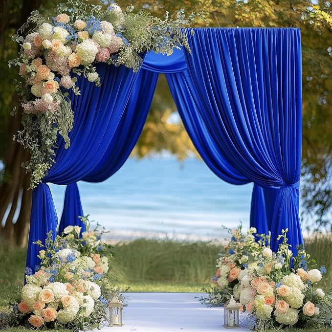 Royal Blue Backdrop Curtain Drapes for Parties, 2Pack 10x8FT | Wrinkle Free Polyester Curtain Backdrop Draping Fabric for Backdrop Photoshoot Birthday Party Background,4 Panel 5x8FT - Image 5