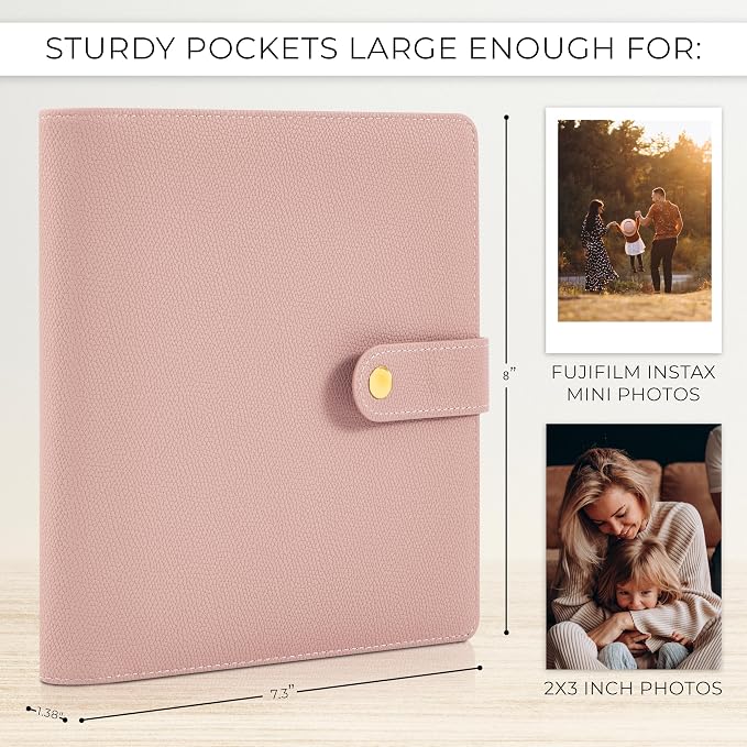 Beautiful Photo Album for 2x3 in Polaroid Photos - Instax Mini Compatible | Safely Holds Your 300+ Pictures of Unique Memories - The Perfect Book to Store Pictures or Trading Collection Cards - Image 7