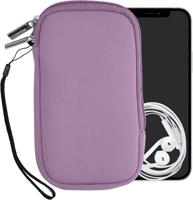 kwmobile Universal Phone Pouch Size L - 6.5" - Neoprene Smartphone Pouch with Zip - Water-Repellent Mobile Phone Case - Sleeve in Lavender - Image 5