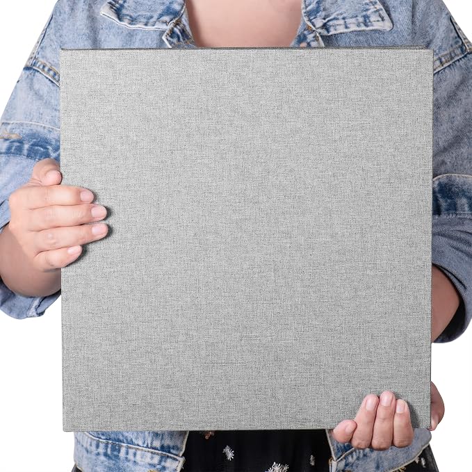 Large Photo Album Self Adhesive 4x6 5x7 3x5 8.5x11 Scrapbook Magnetic DIY Scrapbook Length 13 x Width 12.8 (Inches) 120 Black Sticky Pages Linen Cover DIY Photo Album(Grey) - Image 6