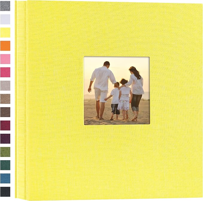 potricher Photo Album 4x6 Pictures, 1000 Pockets, Linen Cover, Yellow | Linen Cover, Front Window, Large Capacity 4x6 Picture Albums, Photo Book for Family, Wedding, Anniversary, Baby, Keepsake by potricher