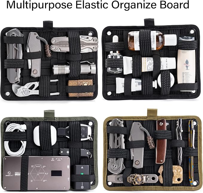TACTICAL_GEEK EDC Organizer Board, Anti-Slip Elastic Woven Board, Utility Bag Insert Panel for Small Gear, Backpack Accessories (TCM-Black) - Image 6