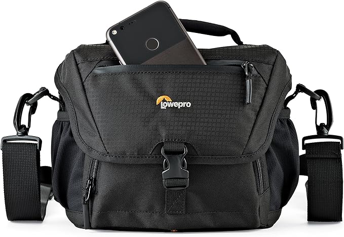 Lowepro LP37119, Nova 160 AW II Camera Bag, Customizable, Portable, Fits DSLR with 17-85 mm Attached Lens, Compact Drone, 1-2 Additional Lenses, Flash, Black by Lowepro