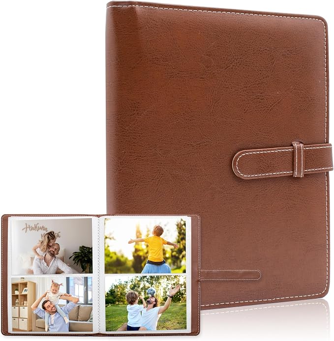 Small Photo Album 4x6 with 152 Pockets Mini Picture Book Leather Cover Portable Wallet Photo Storage for Family Graduation Wedding Travel Gift (Brown) by Ablus
