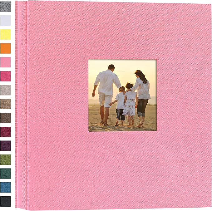 potricher Photo Album 4x6 Pictures, 600 Pockets, Linen Cover, Pink | Linen Cover, Front Window, Large Capacity 4x6 Picture Albums, Photo Book for Family, Wedding, Anniversary, Baby, Keepsake by potricher