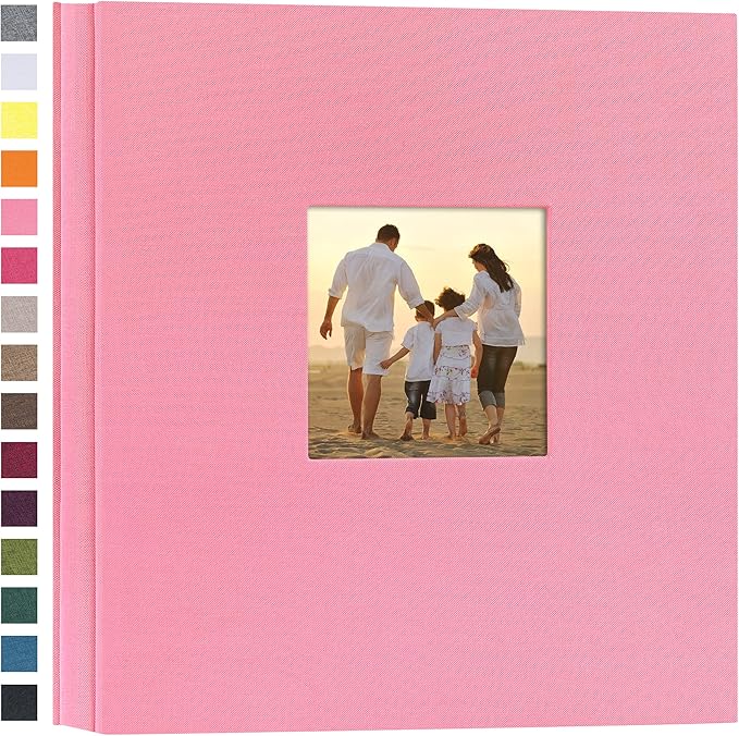 potricher Photo Album 4x6 Pictures, 1000 Pockets, Linen Cover, Pink | Linen Cover, Front Window, Large Capacity 4x6 Picture Albums, Photo Book for Family, Wedding, Anniversary, Baby, Keepsake by potricher