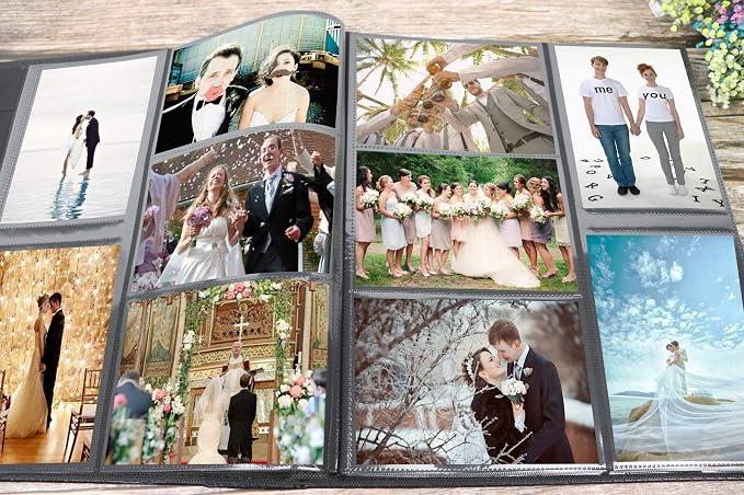 RECUTMS Photo Album 4x6 Pictures 600 Pockets Leather Wedding Albums Silver | Large Capacity, Horizontal and Vertical Pockets, Family PhotoBook with Front Window, Black Pages, Graduation Baby Memory Book - Image 4