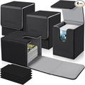 Mlikero 4 Pack Card Deck Box, Commander Deck Box Holds 400+ Single Sleeved Cards with 4 Dividers, Leather Magnetic Card Box Fit for MTG, TCG by Mlikero