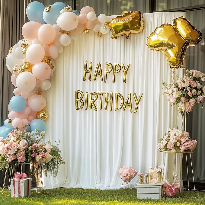 Ivory Backdrop Curtain for Wedding Parties Backdrop Drapes 10x8FT | Wrinkle Free Polyester Curtain Backdrop Ivory Draping Fabric for Backdrop Photoshoot Birthday Party Background,2 Panel 5x8FT - Image 5
