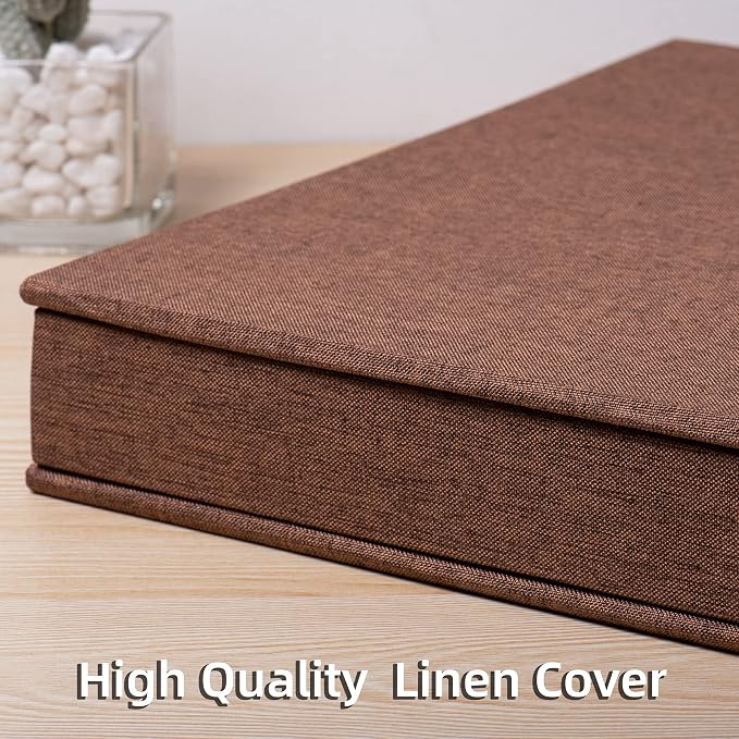 Large Photo Album Self Adhesive 4x6 5x7 3x5 8.5x11 Scrapbook Magnetic Album DIY Scrap Book Length 13 x Width 12.8 (Inches) 120 Sticky Pages Linen Cover DIY Photo Album (Brown) - Image 5
