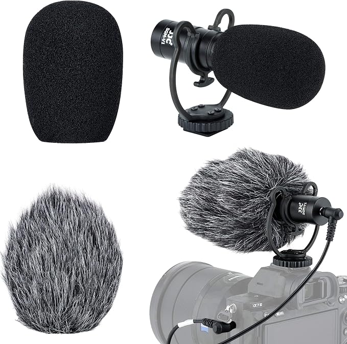 JJC SGM-V1 Shotgun Video Microphone, Cardioid Microphone Condenser Mic Vdeomicro w/Shock Mount, Furry Foam Windscreen, Electret Condenser, 3.5mm TRS TRRS Cable, for Andoid Phone DSLR Camcorder - Image 2