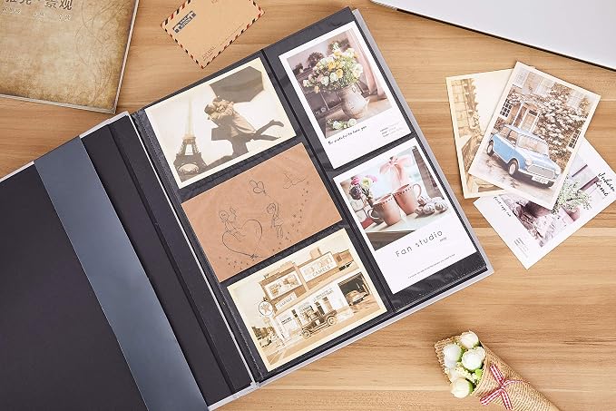 Kiera Grace 400-Pocket Jocelyn Simple & Classic Photo Album for Home & Office with CD Storage Pocket, 13.19"x12.01"x1.5" to Display 400 4"x6" Pictures, Gray - Image 2