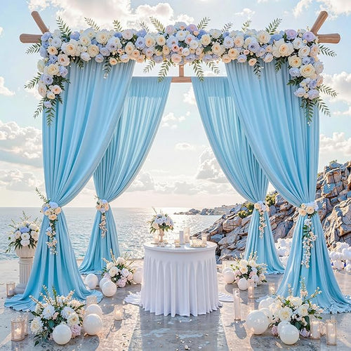 10 ft x 10 ft Wrinkle Free Baby Blue Backdrop Curtains for Baby Shower Parties, Polyester Light Blue Photo Backdrop Drapes for Birthday Wedding Party Gender Reveal Photography by Outpain