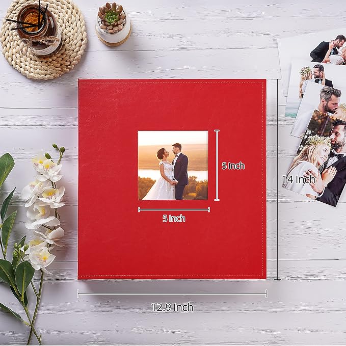 potricher Large Photo Album 4x6 600 Photos, Leather Cover, Red | Large Capacity Picture Albums with 600 Horizontal and Vertical Pockets, Photo Book for Family, Wedding, Anniversary, Baby - Image 2