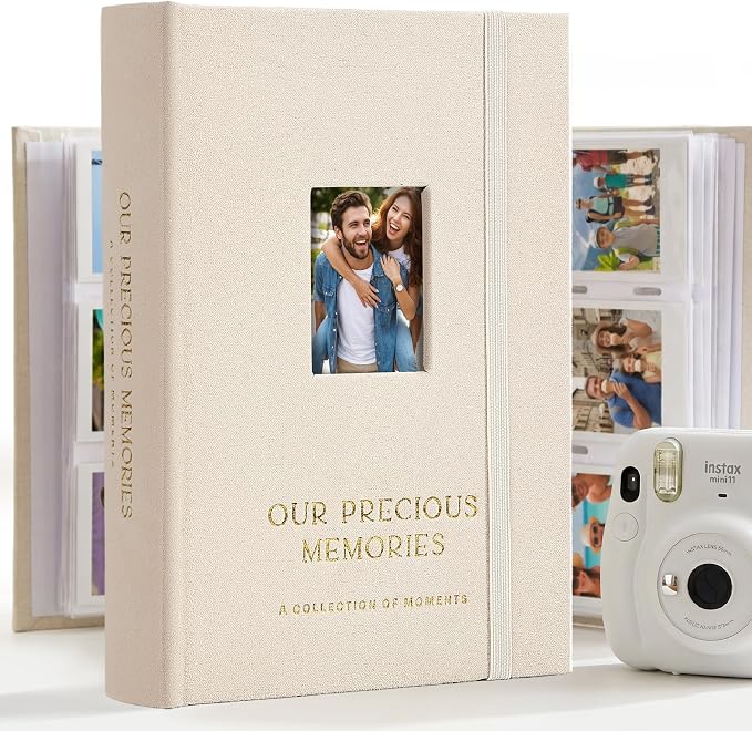 Beautiful Polaroid Photo Album for Instax Mini - Velvet Cover, 60 Pages | Holds Your Polaroid Pictures - Ideal Wedding Guest Book and Keepsake with Secure Elastic Band to Preserve Precious Memories by ZICOTO