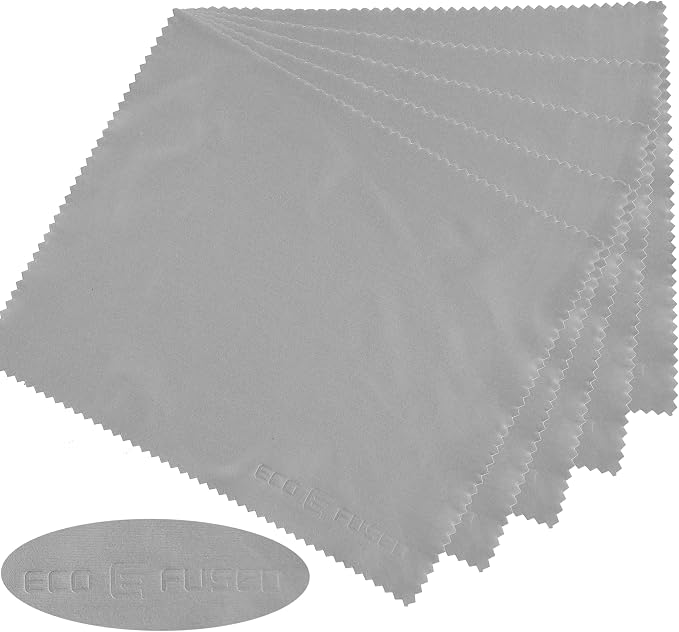 Eco-Fused Microfiber Cleaning Cloths - 10 Colorful Cloths and 2 White Cloths - Ideal for Cleaning Glasses, Spectacles, Camera Lenses, iPad, Tablets, Phones, LCD Screens (Blue/Grey) - Image 7