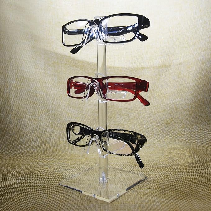 MOOCA 2-Piece Acrylic Eyewear Display Stand, Holds 6 Frames | Eyewear rack with oversized supports displays large sunglasses and eyeglasses for show,store,home and easy assemble.' - Image 4