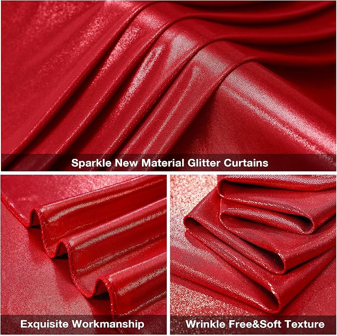 20x10FT Red Sequin Backdrop Curtain for Party - 4 Panels 5x10FT Wrinkle-Free Shimmer Drapes for Birthday, Wedding, Christmas, Decorations & Photography - Image 6