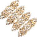 Jutom 4 Pieces Rhinestone Applique Rhinestone Iron on Patch Hot Fix Wedding Hair Appliques for Bridal Wedding Dress Clothes Sash Crystal Belt Sewing Shoes(Gold) by Jutom