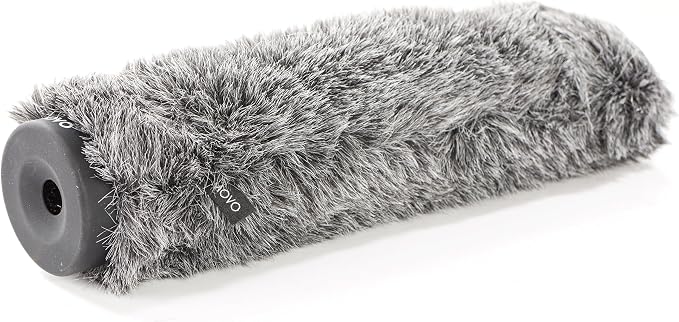 Movo WS-G200 Furry Rigid Windscreen for Microphones 18-23mm in Diameter and up to 8.6" (22cm) Long - Dark Gray by Movo