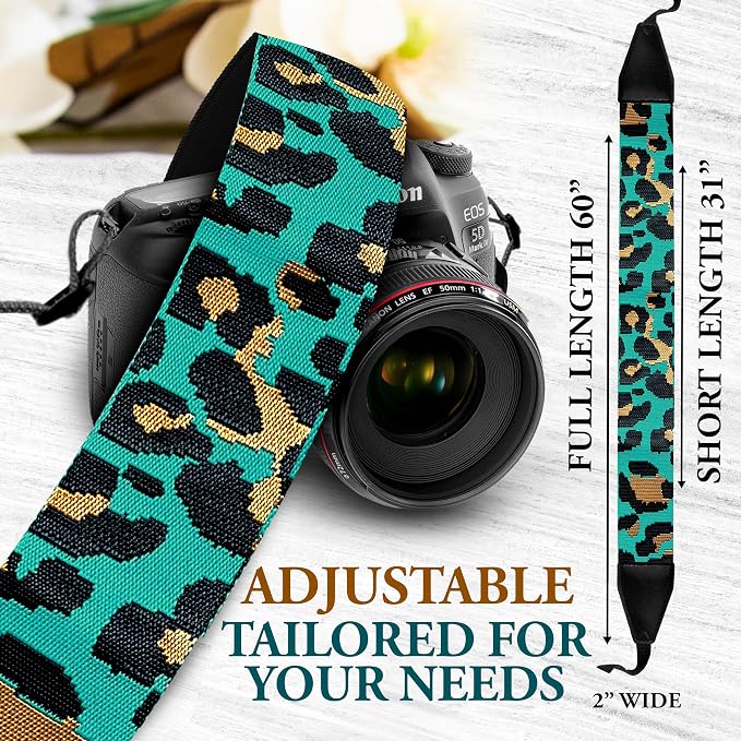 Art Tribute Camera Strap Personalized With Name - Shoulder, Crossbody & Neck Camera Strap for Photographers, Fits All Cameras, Canon Nikon Sony Fujifilm, Padded Strap W/Quick Release & Leather Ends - Image 7