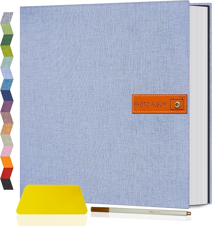 Popotop Large Photo Album Self Adhesive 4x6 5x7 8x10 Scrapbook Album DIY Picture Book,Gifts for Mom,Family Baby and Wedding,with Metal Pen and Plastic Board by Popotop