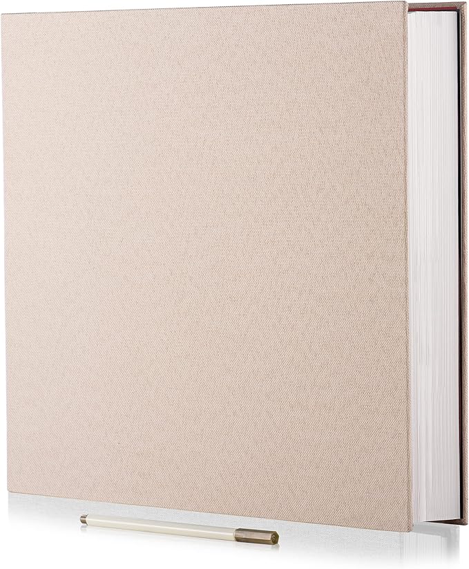 Large Photo Album Self Adhesive for 4x6 5x7 8x10 Pictures Magnetic Scrapbook Album 20 Sheets / 40 Pages Linen Cover DIY Photo Album with A Metallic Pen and and Plastic Board by HoneyTolly