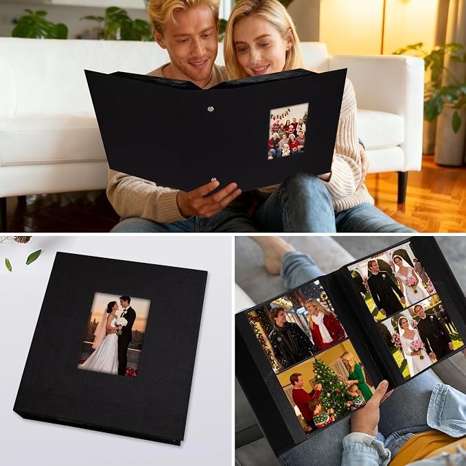 Aevdor 5x7 Photo Album, Holds 320 Photos, Linen Cover, Black | Fits 5x7 Photos, Postcards & Artwork, Family & Wedding Albums, Baby & Travel Memories - Image 5